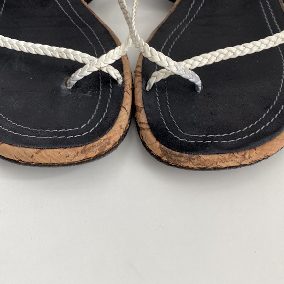 Chanel *Authentic* Woven Strap Flip Flop Toe Loop Cork Sandals Size Euro 38.5 - Picture 2 of 8